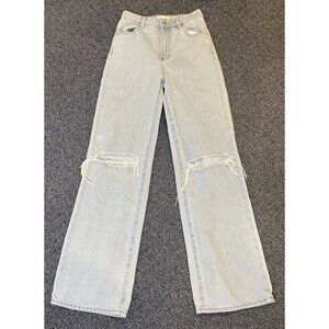 Rolla's Heidi High Rise Loose Straight Jeans Distressed Size 25